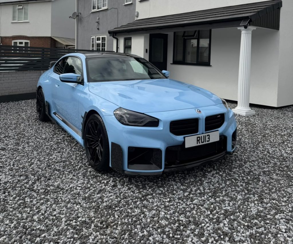 Zandvoort blue BMW M2, paintwork gleaming after a detail